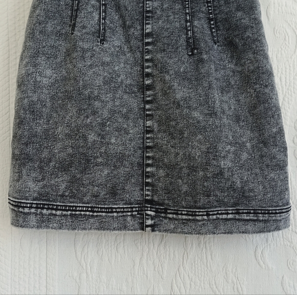 NoBo Black Acid Wash Denim Mini Dress Stretch Bodycon Retro 90s Cutie Fitted Med - Picture 8 of 16